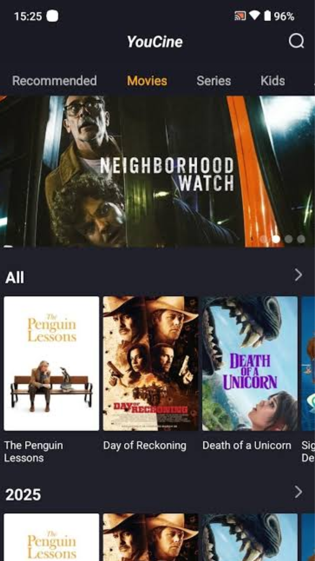 Interface do Youcine Web acessada pelo navegador no celular