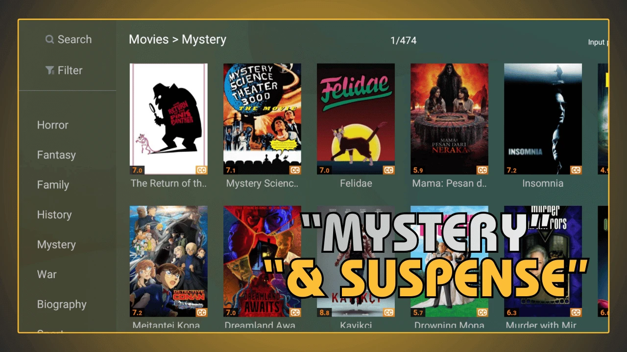 Filmes e series de misterio e suspense no Youcine APK