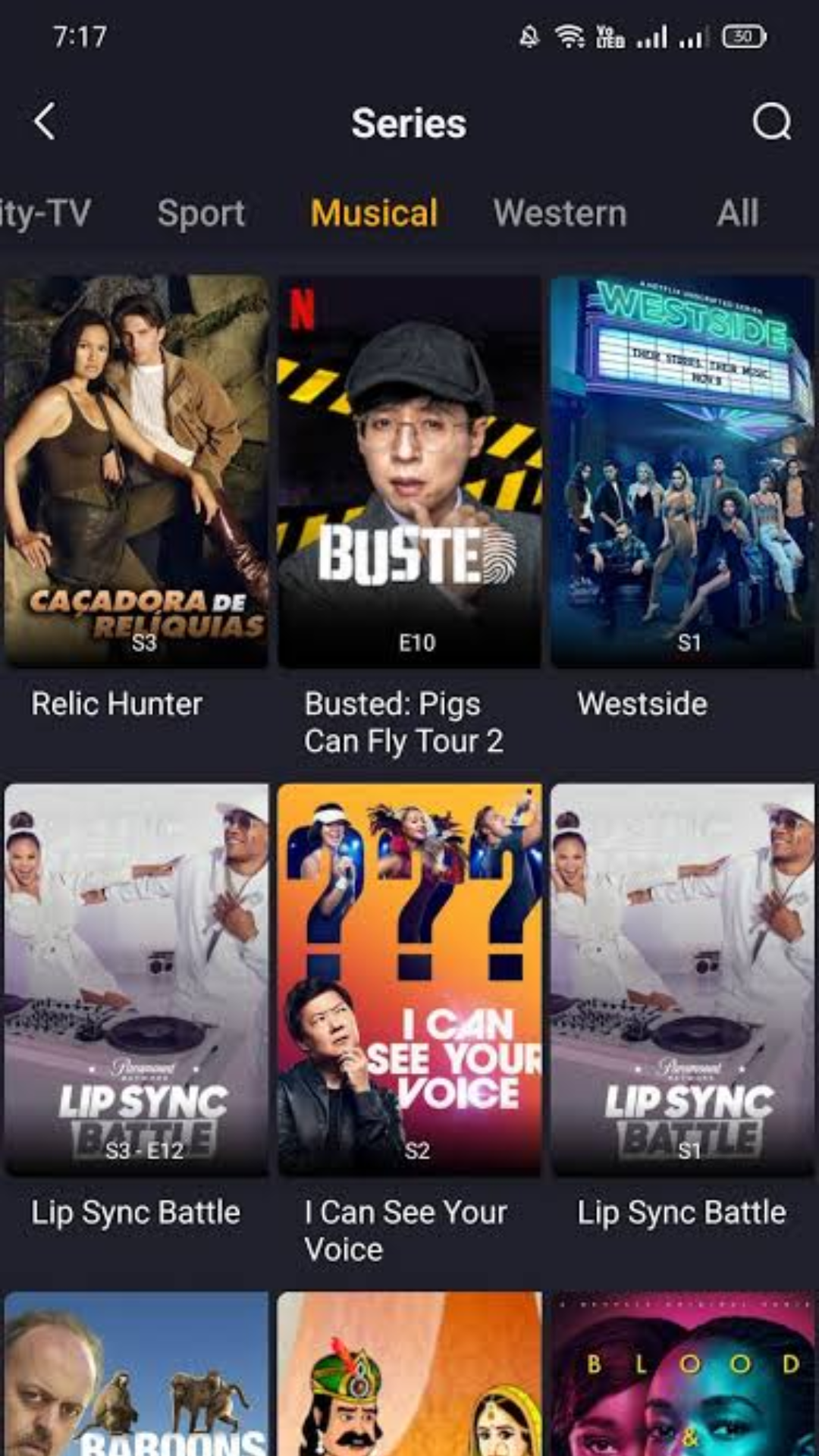 Grade de series completas no Youcine APK com todos os episodios e temporadas gratis
